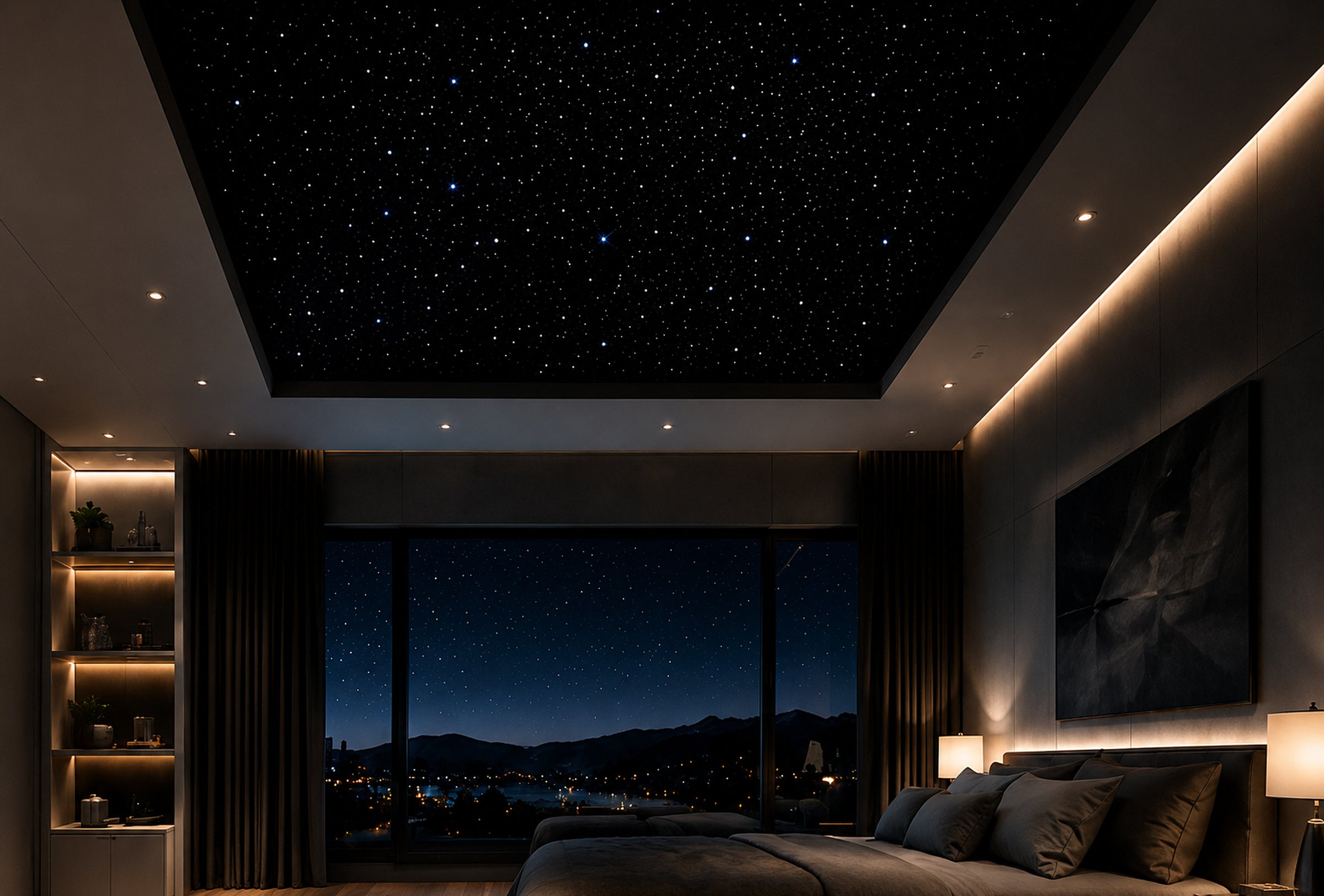 Bedroom with starlight ceiling