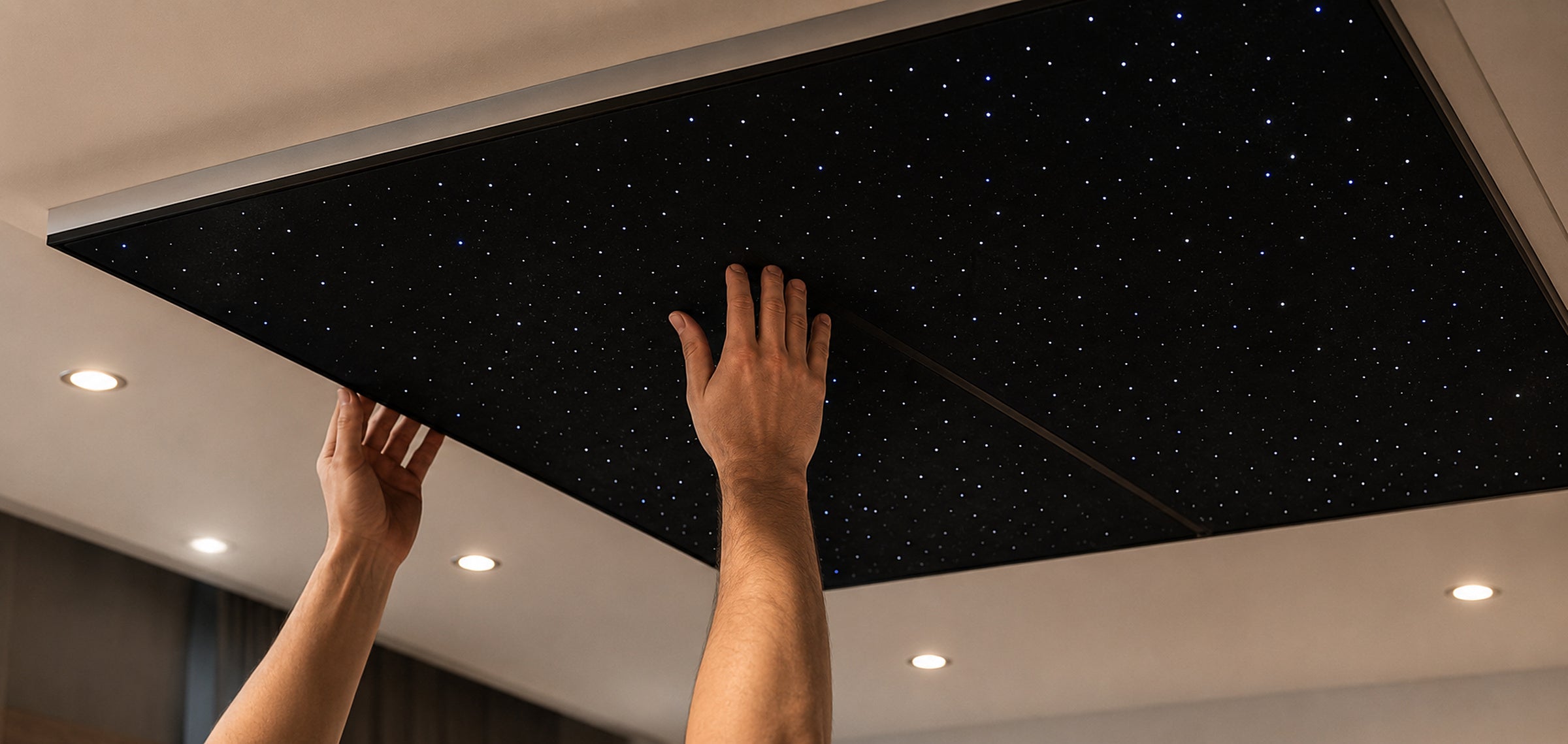 Installing modular starlight ceiling panels