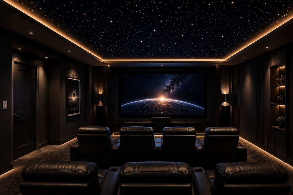Home theater after installing a starlight ceiling