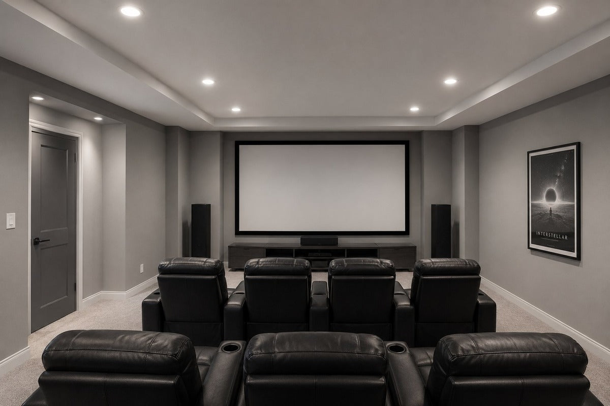 Home theater before installing a starlight ceiling