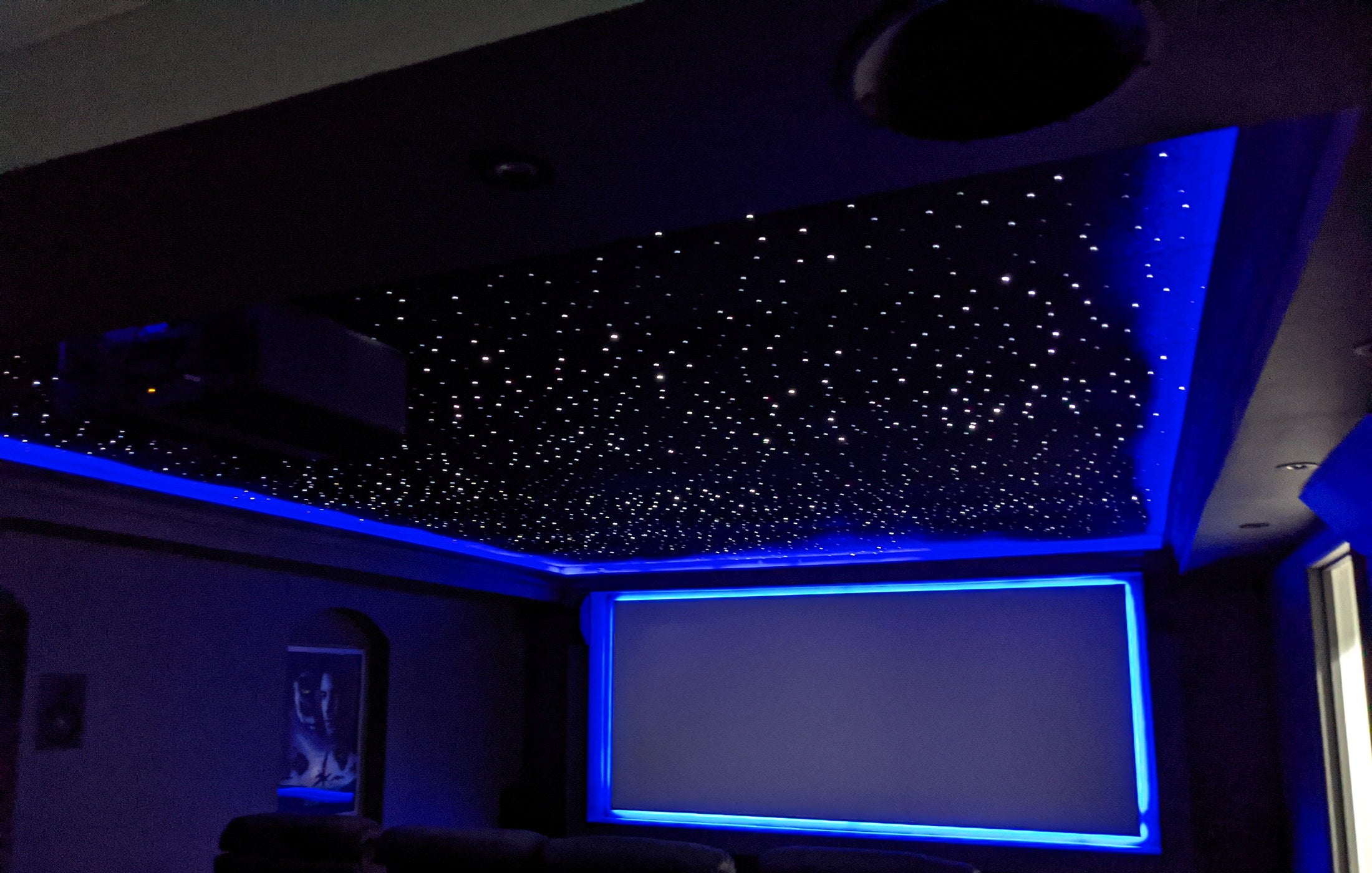 Premium home theater with an installed Starlight Ceiling